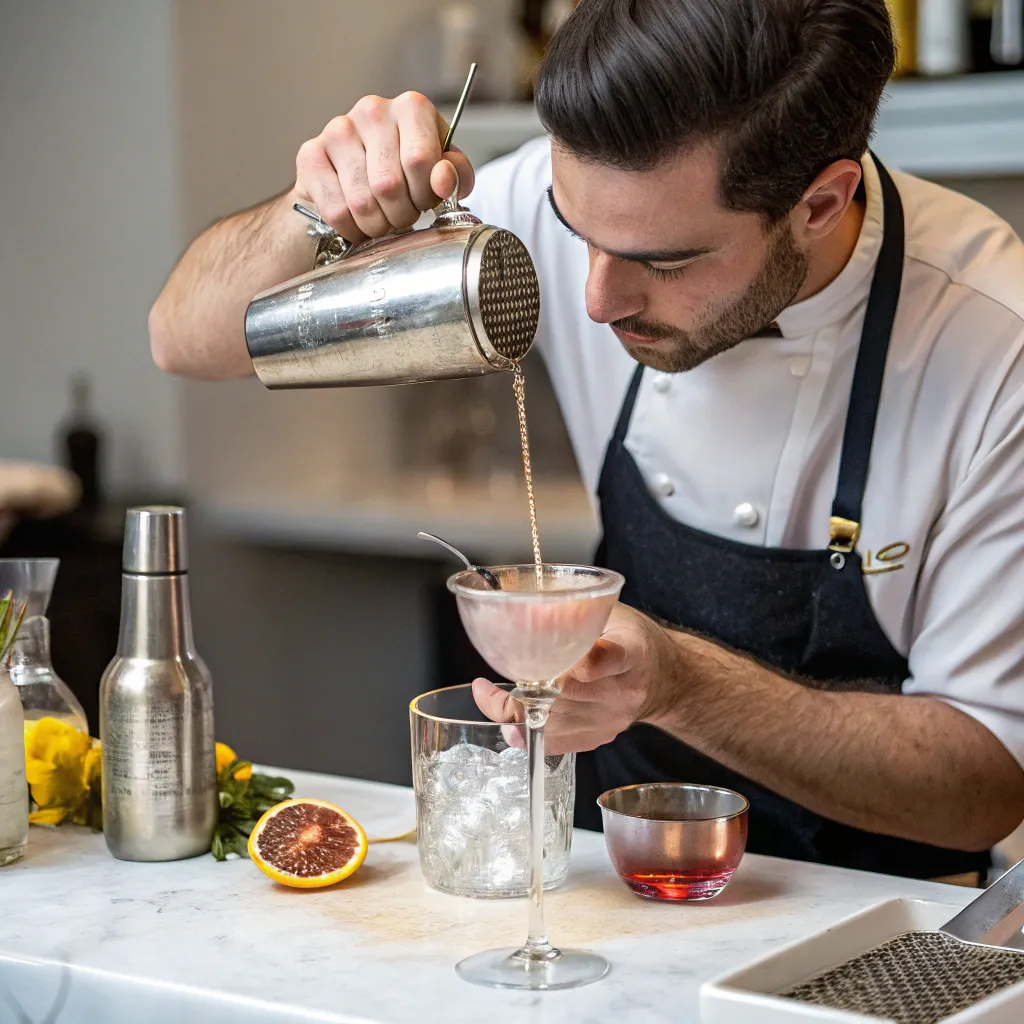 Expert demonstrating beverage preparation